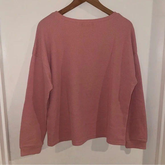 Pink Waffle Knit Lounge Pajama Set - Picture 3 of 11